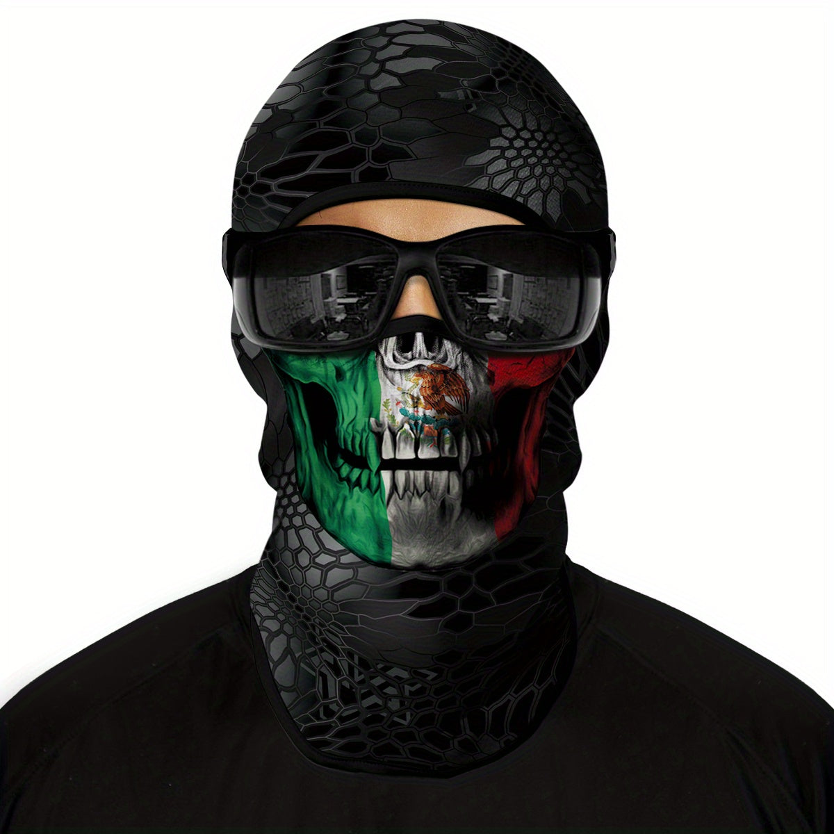 1 Pack Ghost Skull Face Pattern Breathable Windproof UV Protection Balaclava Hat for Halloween Cosplay, Cycling, Motorcycle Riding, Hunting