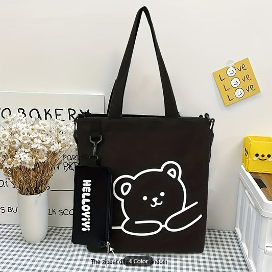 1PC cute cartoon printed handbag, large capacity shoulder bag and coin purse, perfect underarm bag for commuting