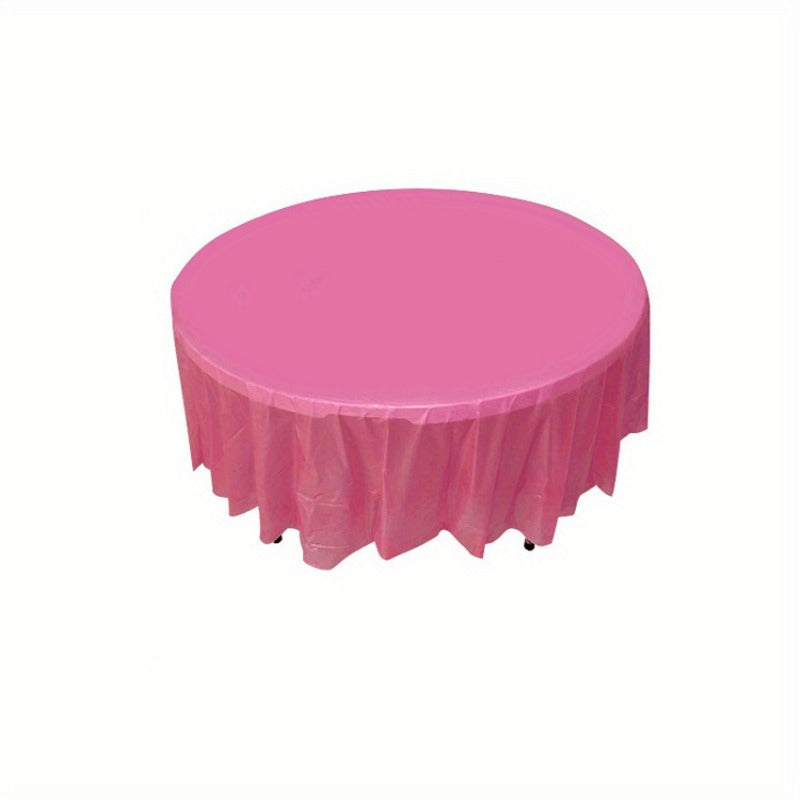 Elegant Premium Plastic Round Tablecloth - Non Woven, 84 Inch PVC Round Tablecloth for Events, Machine Made Disposable Table Cover - 1 pc