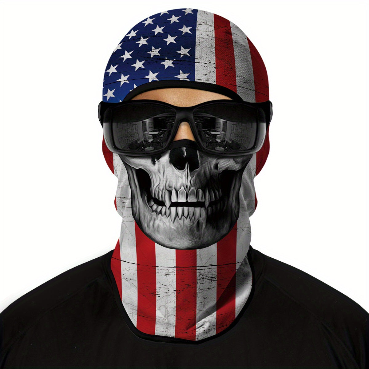 1 Pack Ghost Skull Face Pattern Breathable Windproof UV Protection Balaclava Hat for Halloween Cosplay, Cycling, Motorcycle Riding, Hunting