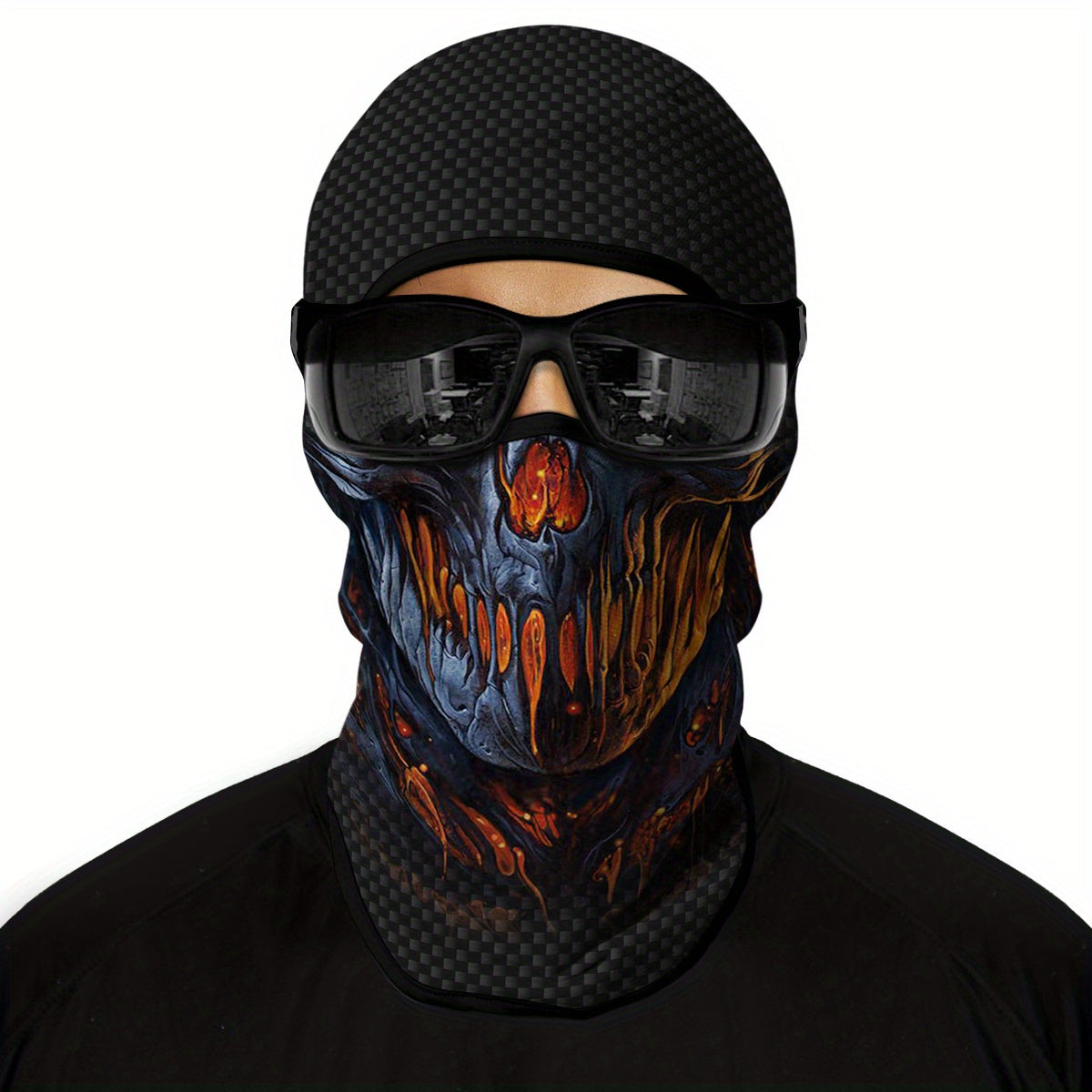 1 Pack Ghost Skull Face Pattern Breathable Windproof UV Protection Balaclava Hat for Halloween Cosplay, Cycling, Motorcycle Riding, Hunting