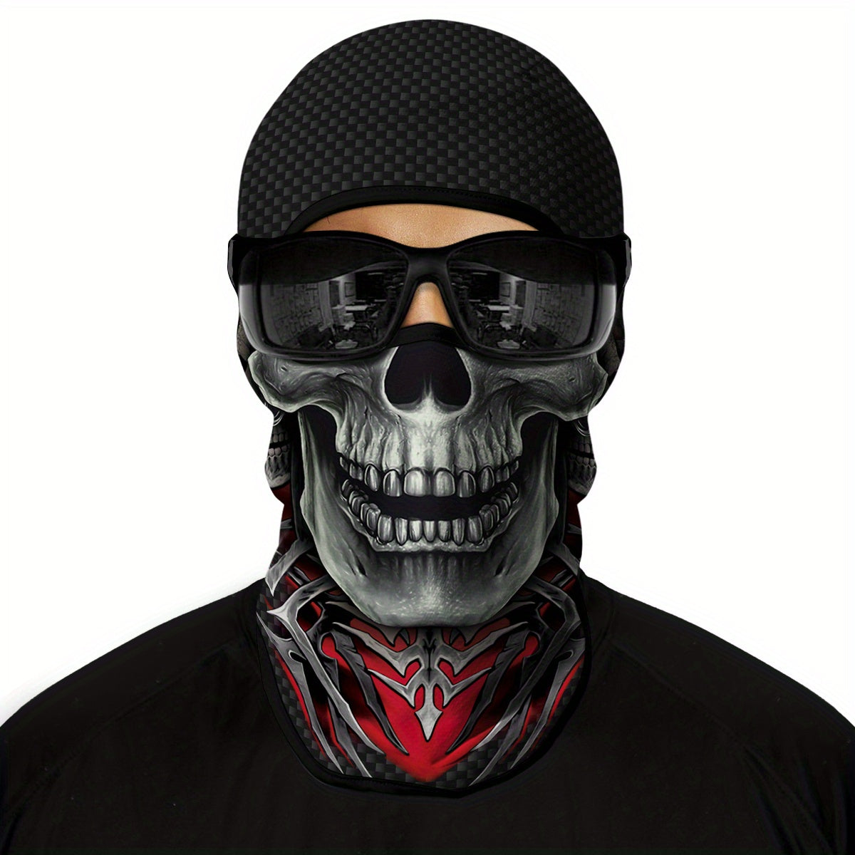 1 Pack Ghost Skull Face Pattern Breathable Windproof UV Protection Balaclava Hat for Halloween Cosplay, Cycling, Motorcycle Riding, Hunting