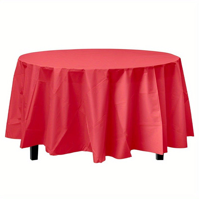 Elegant Premium Plastic Round Tablecloth - Non Woven, 84 Inch PVC Round Tablecloth for Events, Machine Made Disposable Table Cover - 1 pc