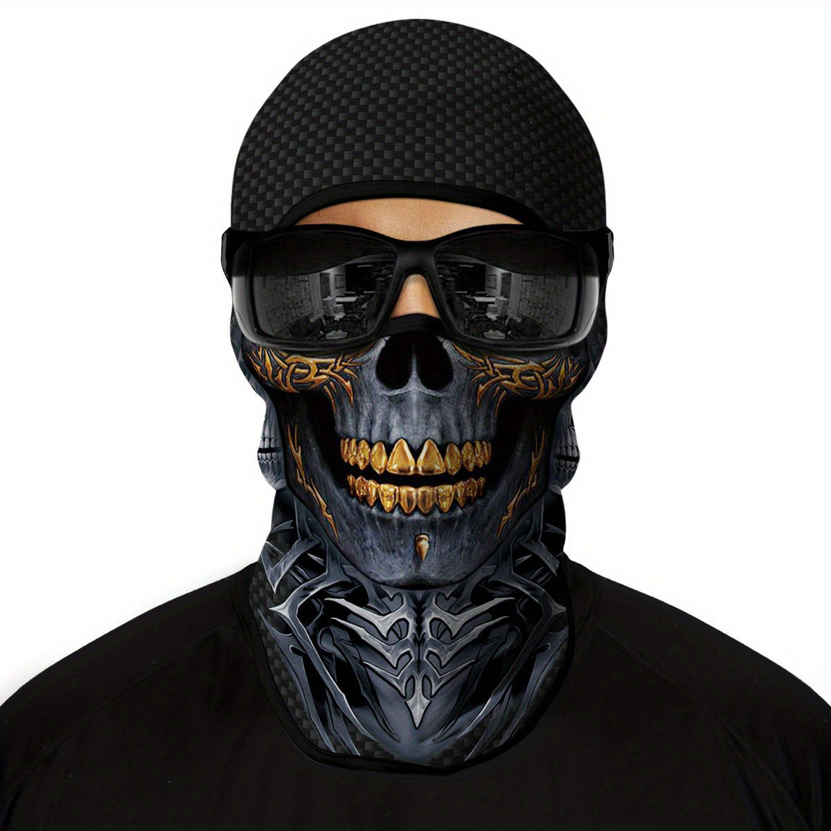 1 Pack Ghost Skull Face Pattern Breathable Windproof UV Protection Balaclava Hat for Halloween Cosplay, Cycling, Motorcycle Riding, Hunting