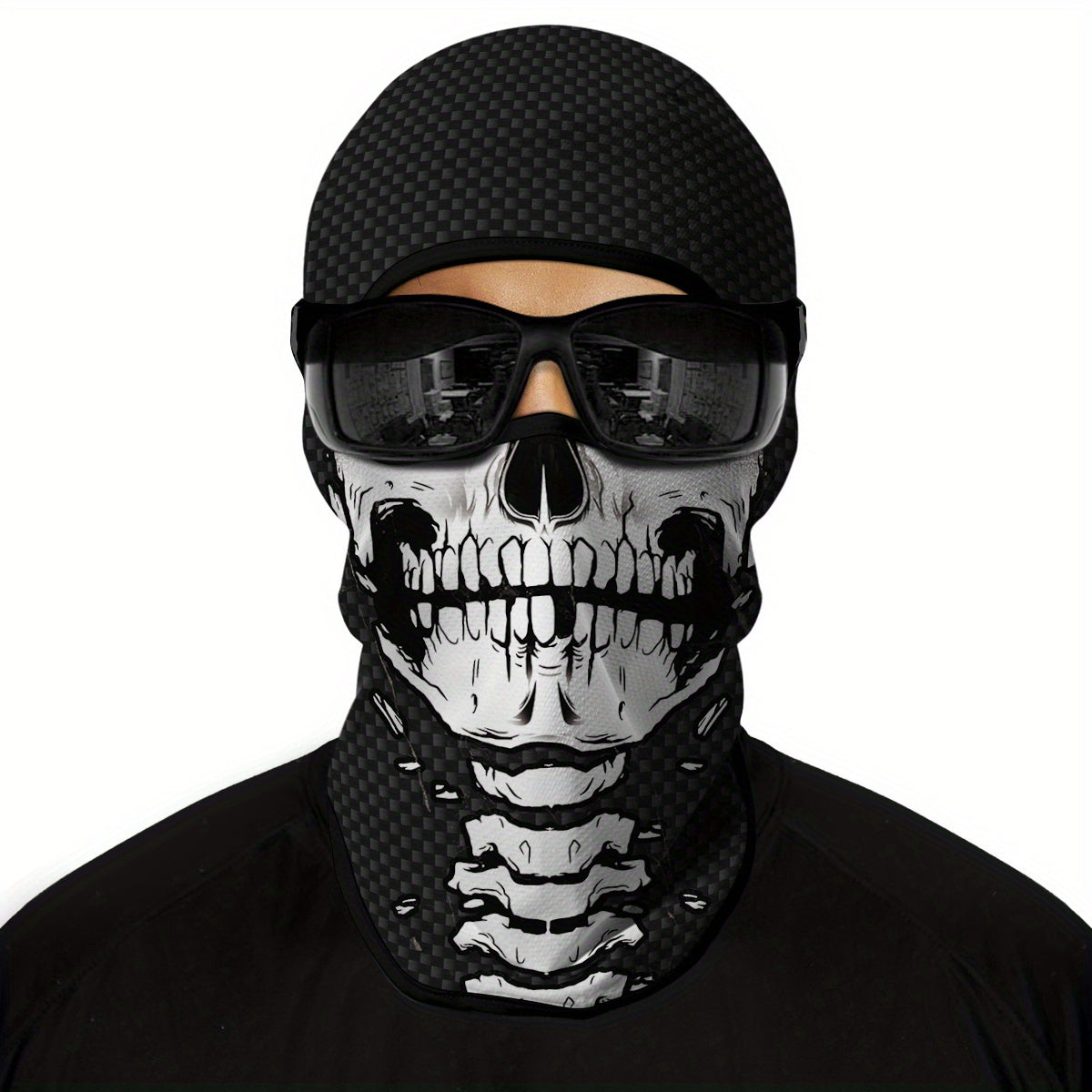 1 Pack Ghost Skull Face Pattern Breathable Windproof UV Protection Balaclava Hat for Halloween Cosplay, Cycling, Motorcycle Riding, Hunting