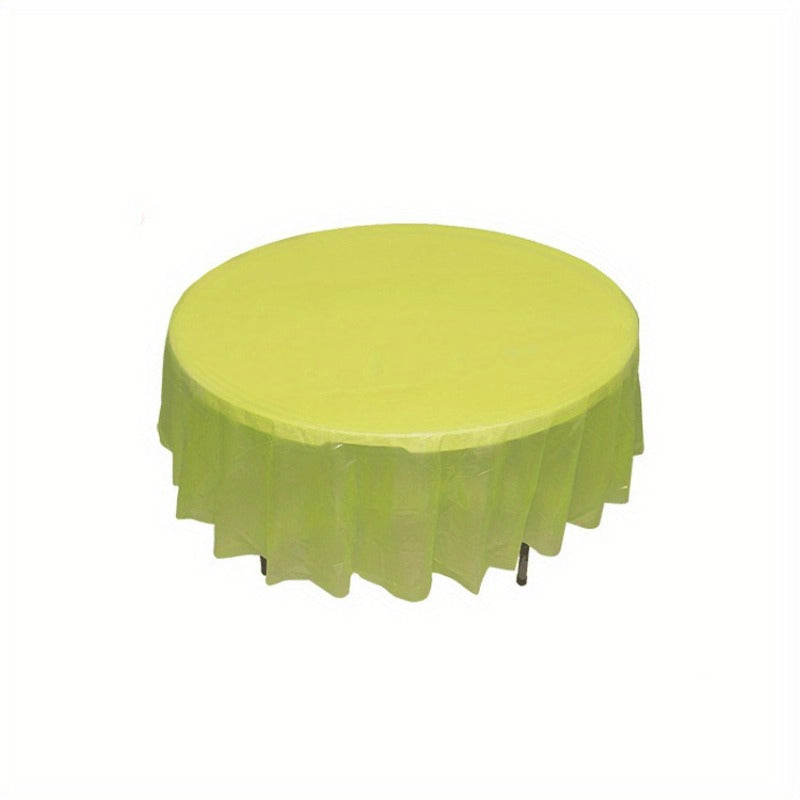 Elegant Premium Plastic Round Tablecloth - Non Woven, 84 Inch PVC Round Tablecloth for Events, Machine Made Disposable Table Cover - 1 pc