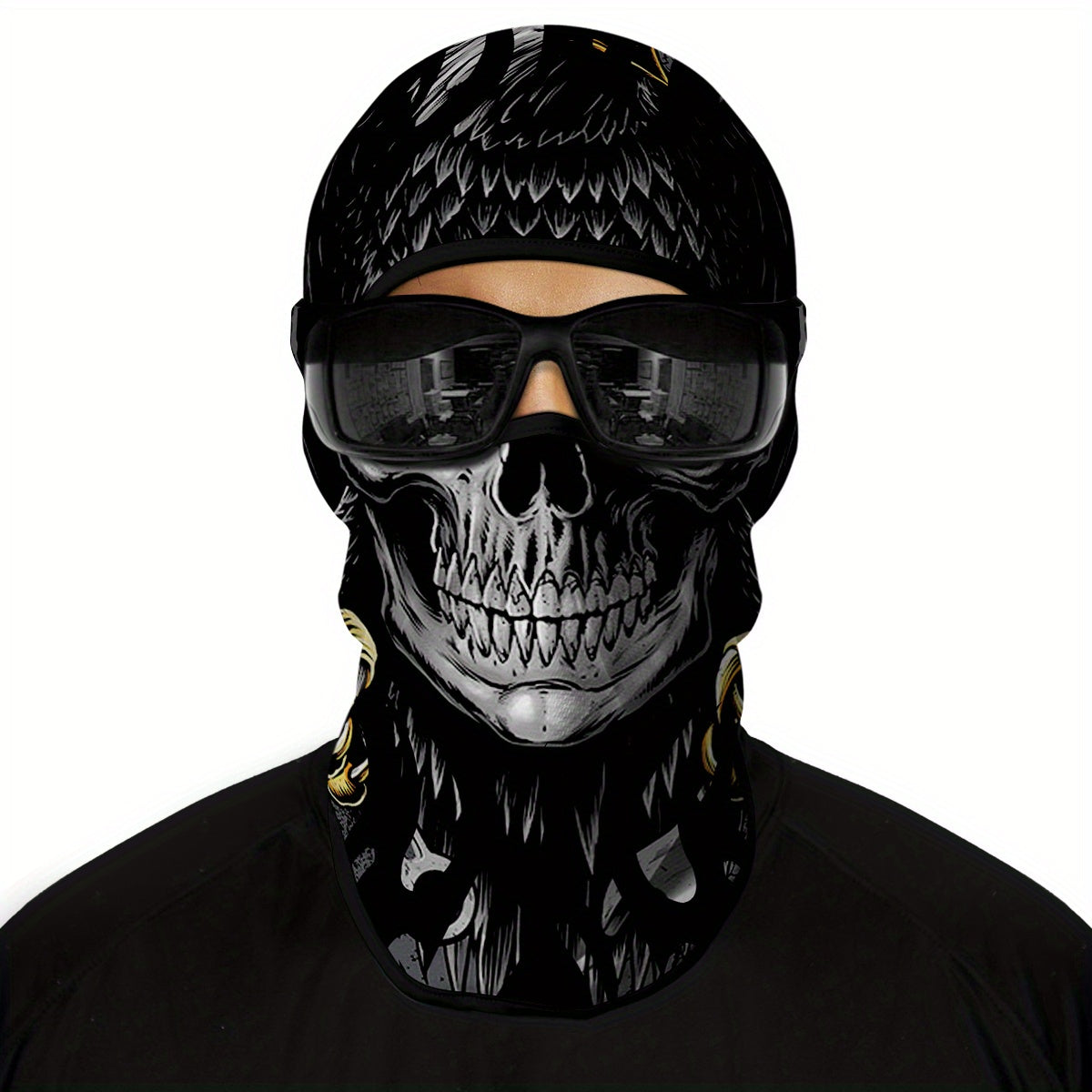 1 Pack Ghost Skull Face Pattern Breathable Windproof UV Protection Balaclava Hat for Halloween Cosplay, Cycling, Motorcycle Riding, Hunting
