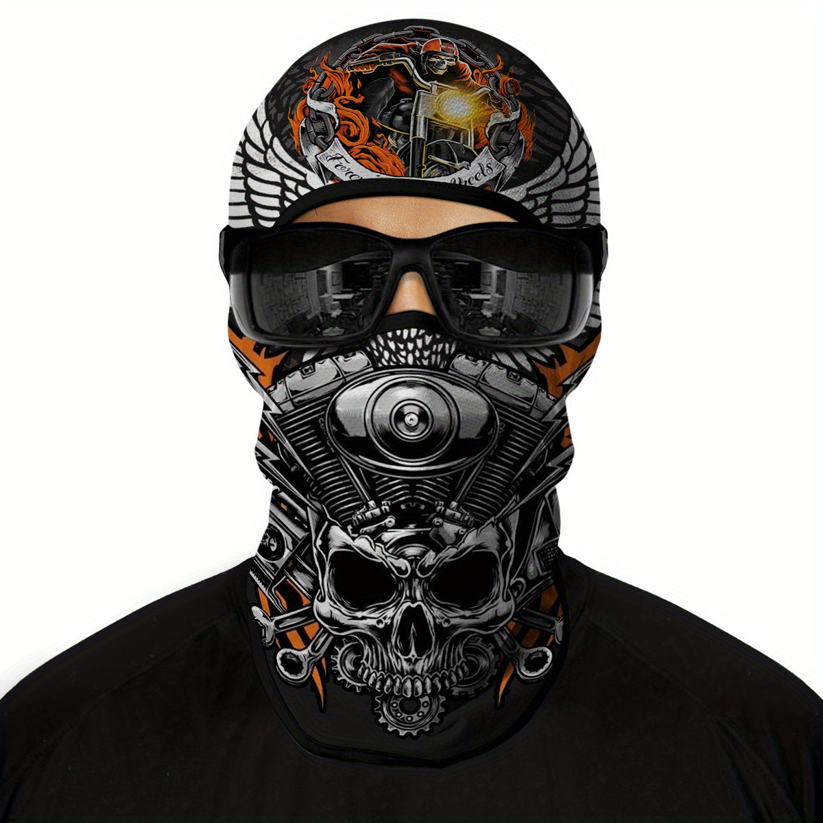 1 Pack Ghost Skull Face Pattern Breathable Windproof UV Protection Balaclava Hat for Halloween Cosplay, Cycling, Motorcycle Riding, Hunting