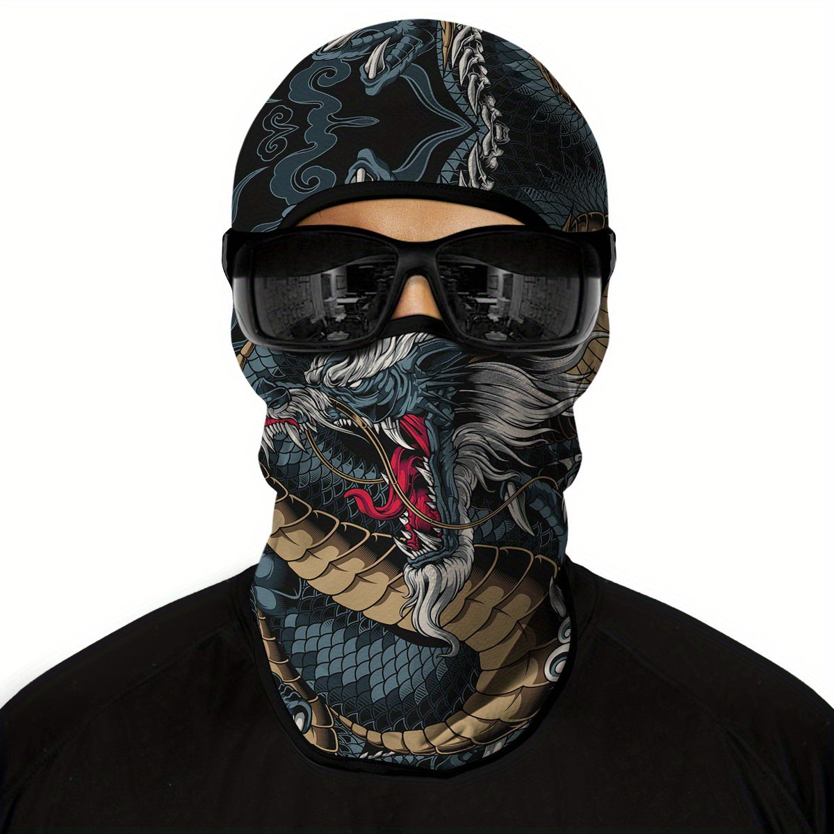 1 Pack Ghost Skull Face Pattern Breathable Windproof UV Protection Balaclava Hat for Halloween Cosplay, Cycling, Motorcycle Riding, Hunting