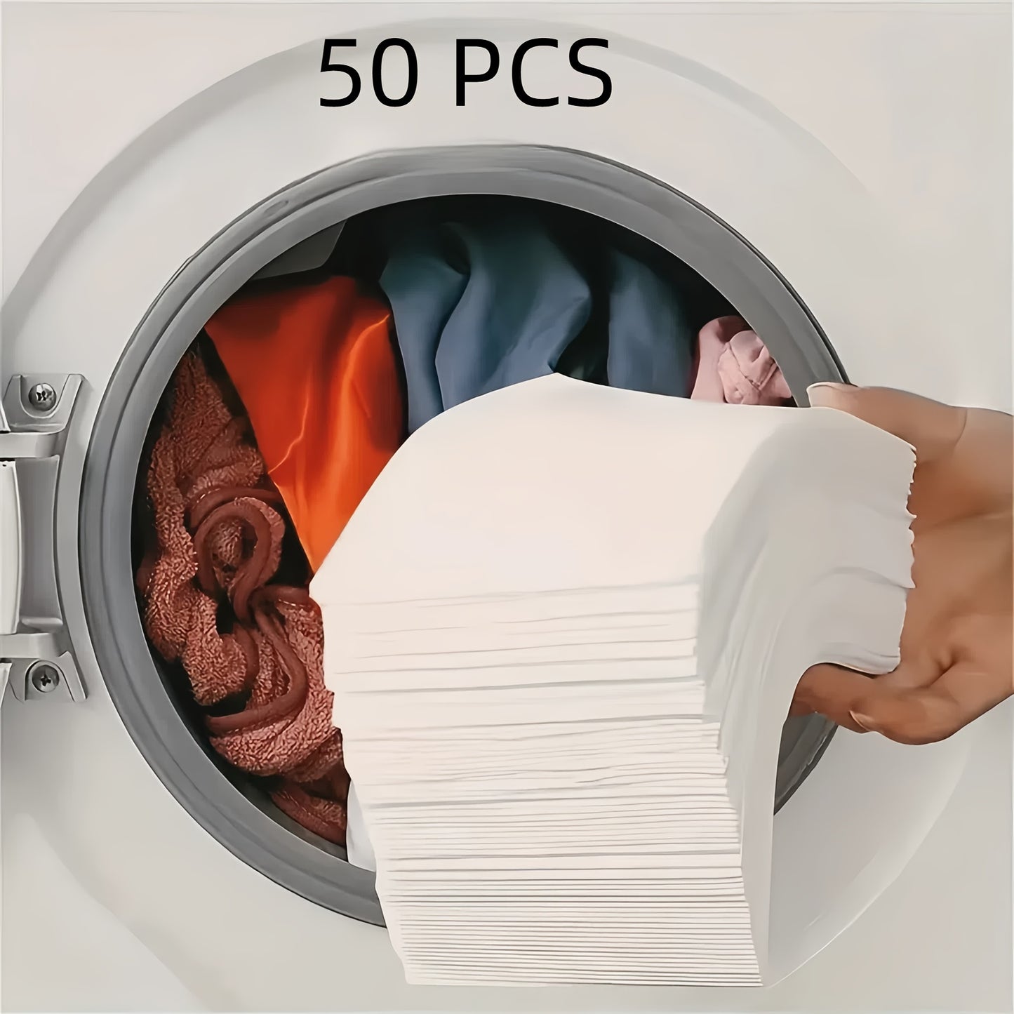 50-Pack All-In-One Color Catching Laundry Sheets - Non-Charged Dye Catching and Anti-Transfer Washing Sheets for Mixed Washing, Safe and Secure
