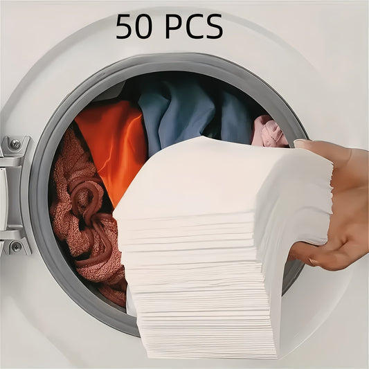 50-Pack All-In-One Color Catching Laundry Sheets - Non-Charged Dye Catching and Anti-Transfer Washing Sheets for Mixed Washing, Safe and Secure