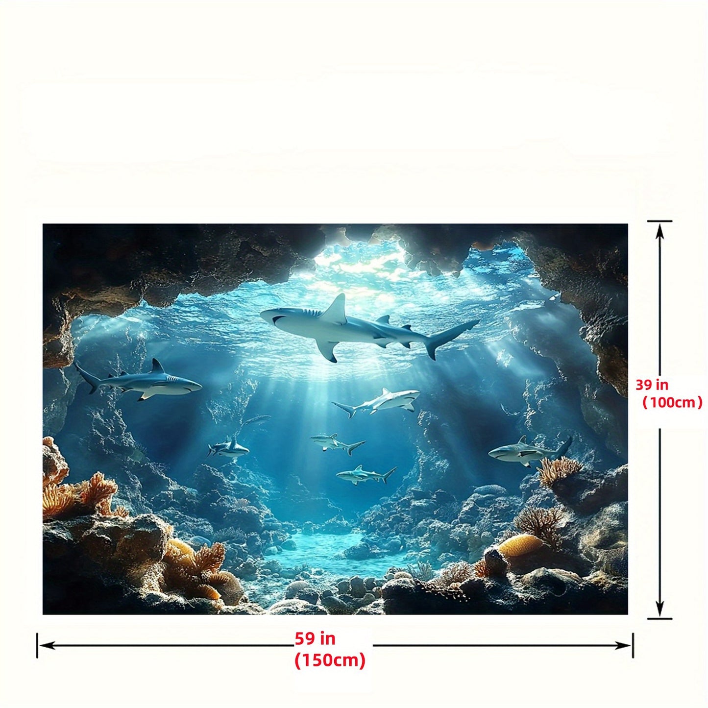 Underwater Sea Life Polyester Backdrop, Ocean Shark Coral Fish Wall Decor for Birthday and Bachelorette Parties | Non-Motorized, Multipurpose Banner for General Celebrations