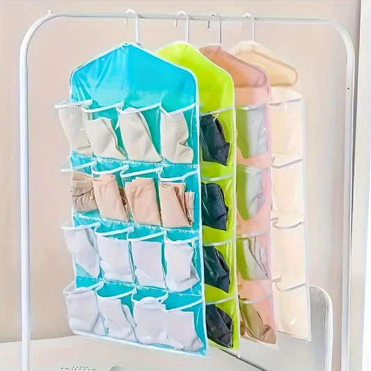 1pc 16-Compartment Hanging Organizer for Underwear, Socks & Accessories - Space-Saving Closet Storage Solution