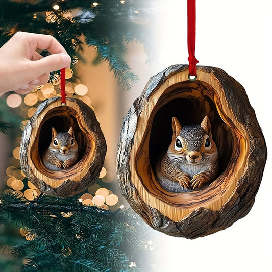 1pc Acrylic Forest Animal Christmas Tree Ornament - Plastic Hanging Decoration for Christmas, Easter, Hanukkah, Thanksgiving - No electricity required, no feathers, ideal gift for animal lovers