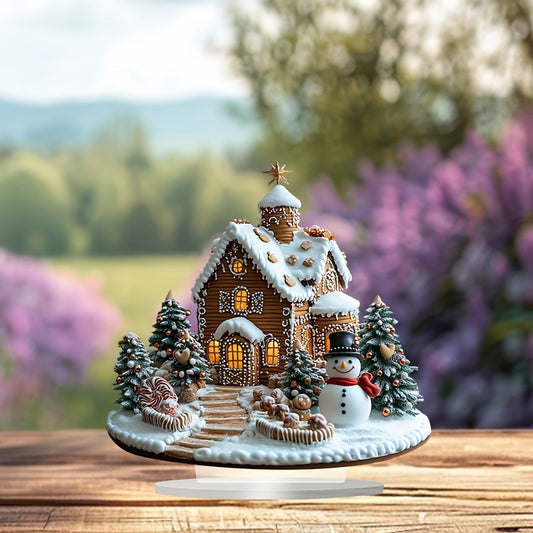 Charming Bohemian Gingerbread House Tabletop Decor, - Perfect for a festive display in your home, office or cafe