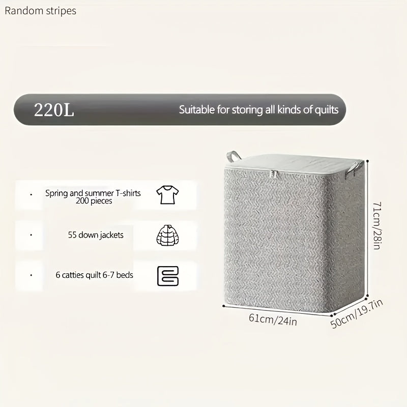 Foldable Gray Clothes and Blanket Storage Bag - with Handles for Home, Bedroom and Car Storage