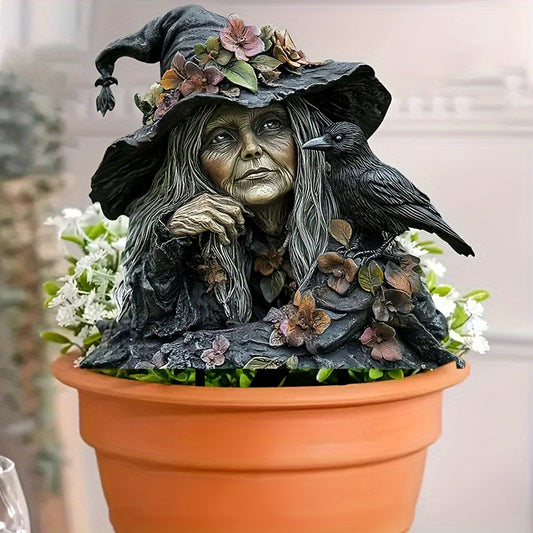 Bohemian Style Acrylic Witch Garden Stake - Weatherproof Outdoor Decor for Planters and Gardens, Unique Yard Art, Bohemian Style,