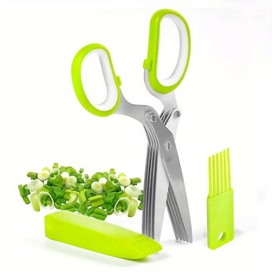 1pc Stainless Steel Multi-layer Kitchen Scissors - Food Safe Onion Scissors with Multiple Blades - Multi-purpose Vegetable Chopping Scissors