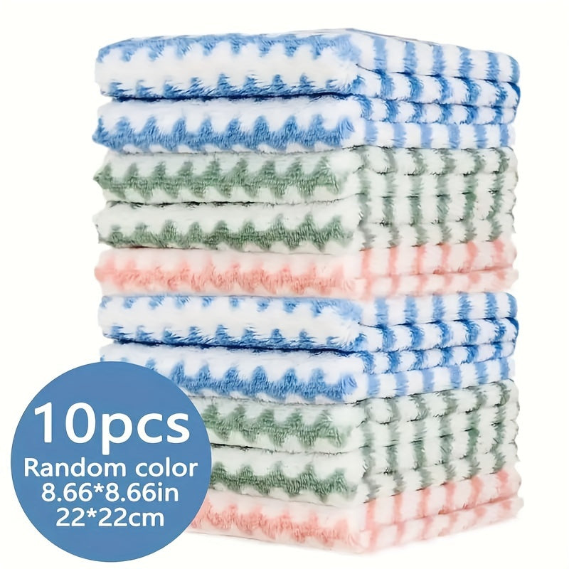 10 Pack Dish Towels Bamboo Fiber Dish Cloths Super Absorbent Double Layer Cleaning Cloths Modern Thick Kitchen Towels Reusable Oil Free Containing Bamboo Charcoal Dish Cloths