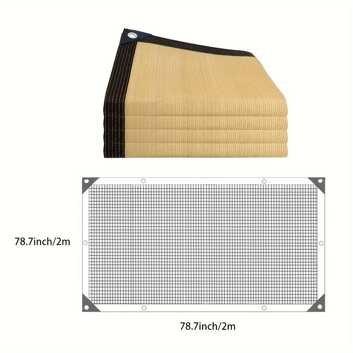 2m*2m single pack anti-ultraviolet sunshade net, suitable for balcony, courtyard, swimming pool, pavilion roof, outdoor terrace tent roof, sunshade cloth with grommets, suitable for agricultural greenhouse