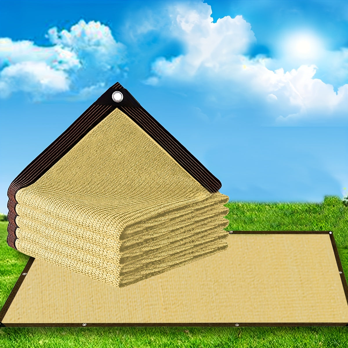 2m*2m single pack anti-ultraviolet sunshade net, suitable for balcony, courtyard, swimming pool, pavilion roof, outdoor terrace tent roof, sunshade cloth with grommets, suitable for agricultural greenhouse