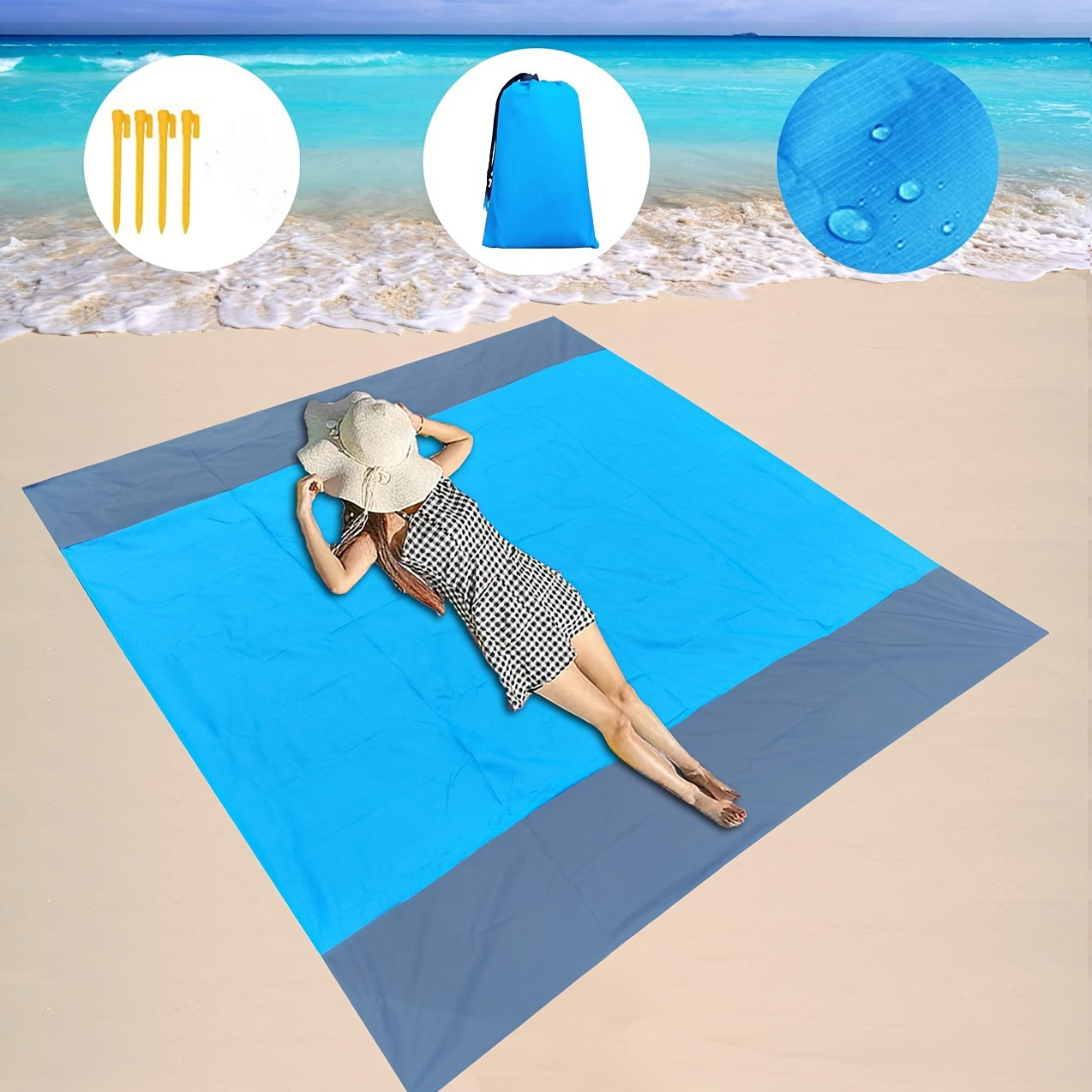 Valentine's Day Picnic Beach Mat, Multicolor No Sand, Compact Travel Size, Lightweight Polyester Fiber Beach Blanket with Accessory Set (Magnesium Rod/Flint Not Included)