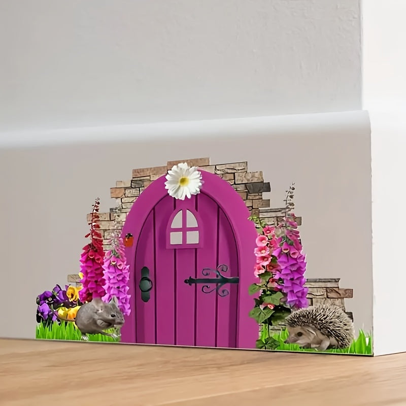 1 Piece Hedgehog and Mouse Vinyl Wall Sticker - Creative Animal Print Sticker for Home, Closet and Corner Decoration
