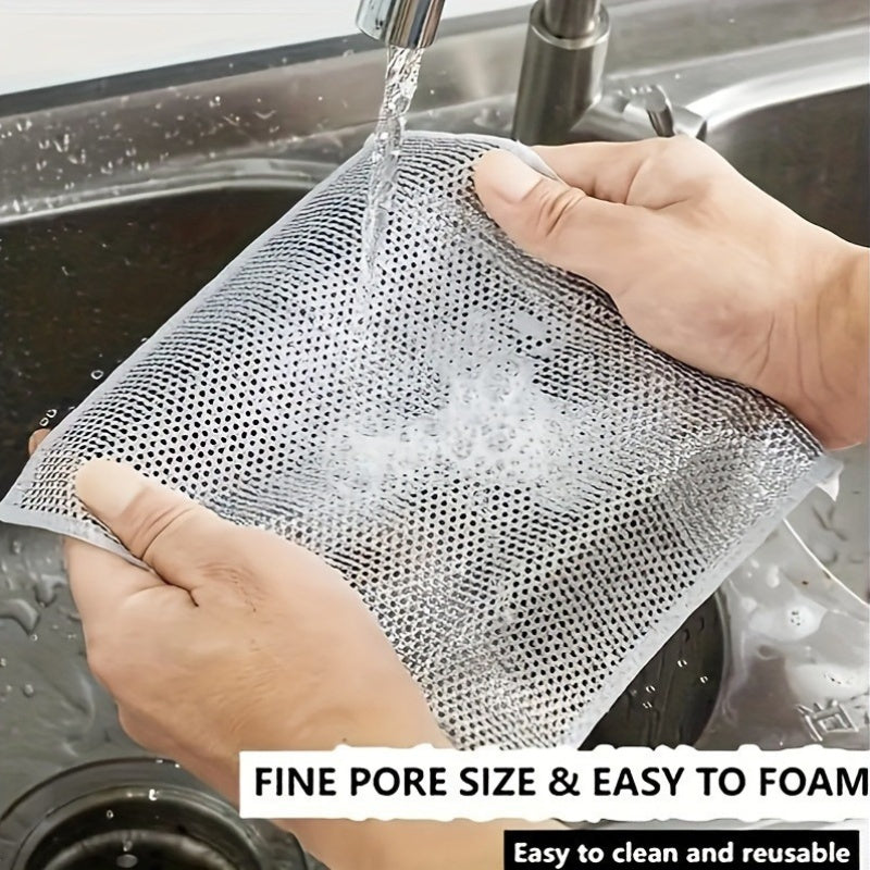 10 Stainless Steel Cleaning Cloths - Non-stick Mesh Dish Towels for Kitchen Maintenance