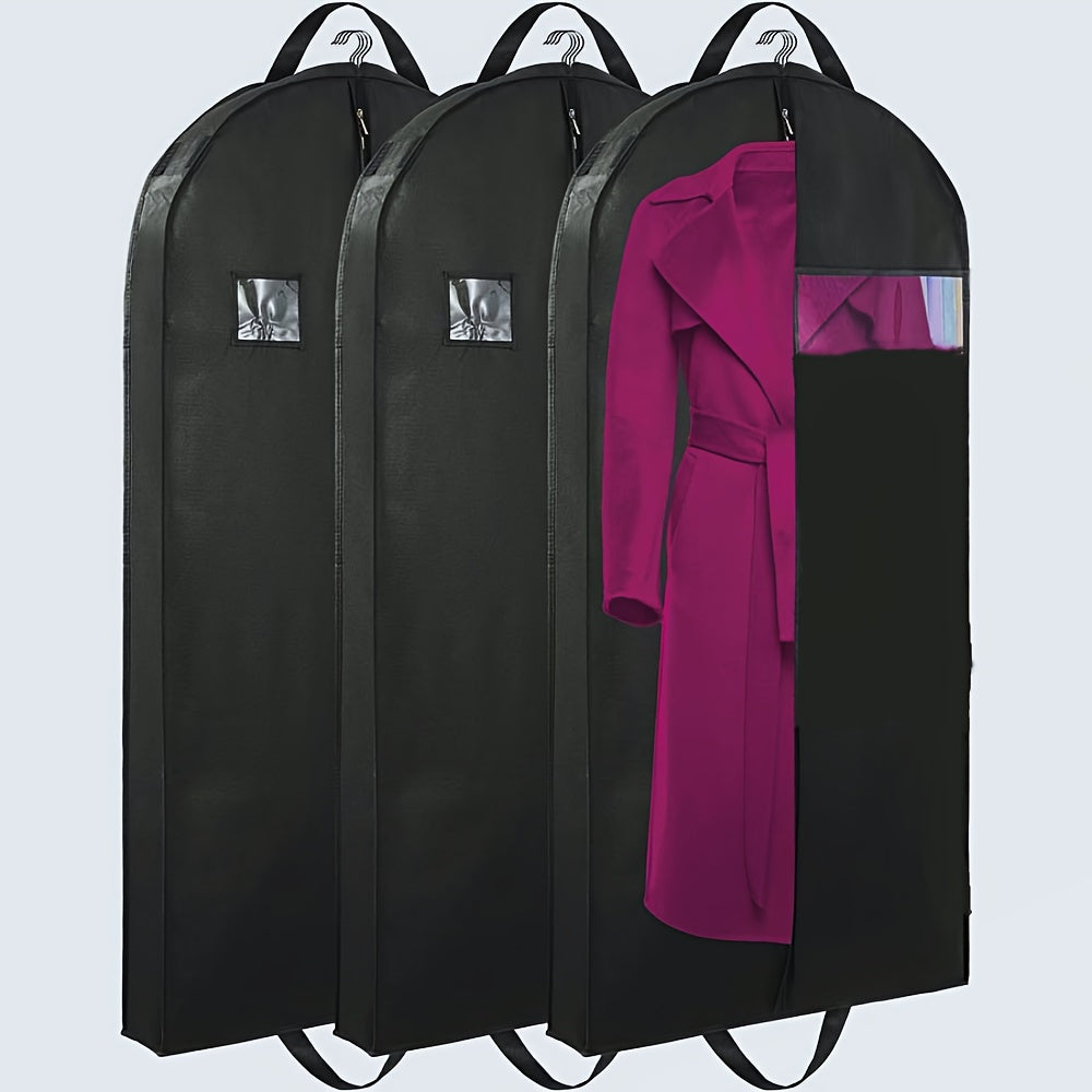 1 Piece Premium Black Non-Woven Garment Bag with Clear Window - Foldable, Dust-Proof Suit Cover