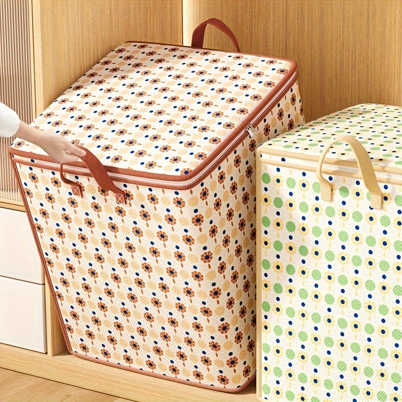 Bohemian style large storage bag - multifunctional, foldable clothes and quilt storage bag, perfect for moving and seasonal sorting, practical hook