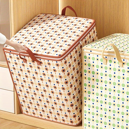 Bohemian style large storage bag - multifunctional, foldable clothes and quilt storage bag, perfect for moving and seasonal sorting, practical hook