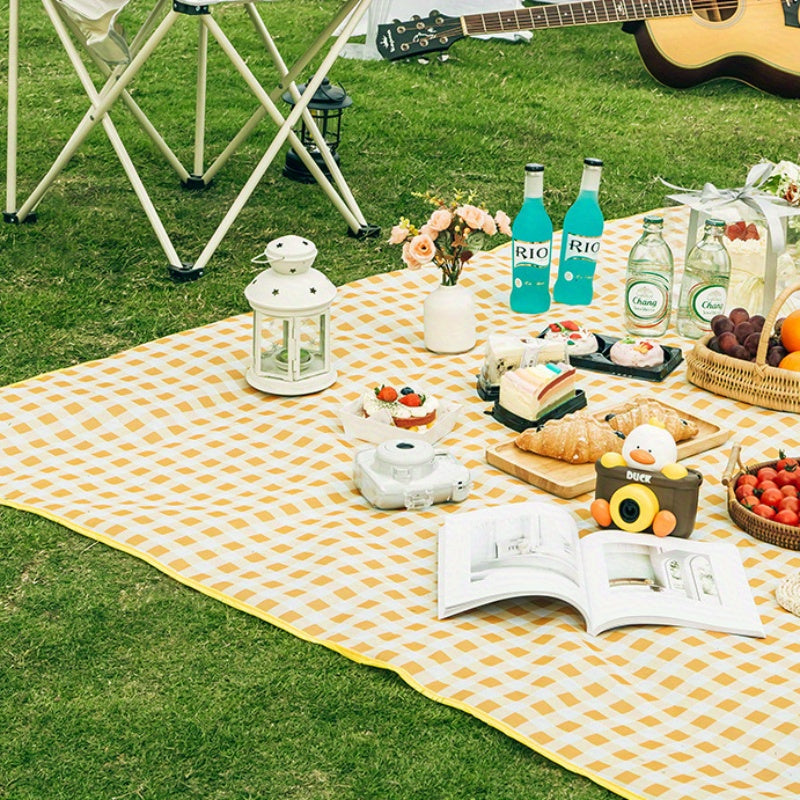 1 Portable Picnic Mat - Durable Polyester, Waffle Weave, Hand Washable, Large Outdoor Blanket for Camping and Beach Trips