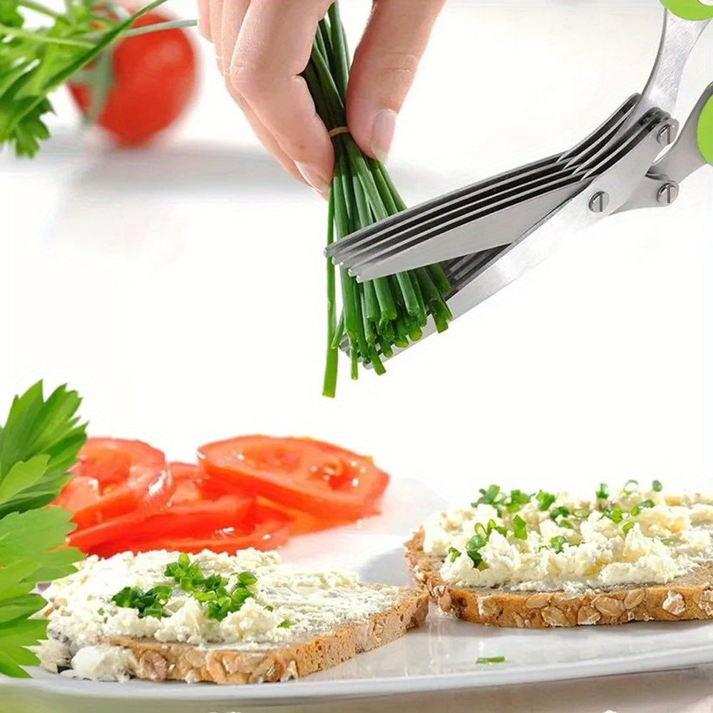 1pc Stainless Steel Multi-layer Kitchen Scissors - Food Safe Onion Scissors with Multiple Blades - Multi-purpose Vegetable Chopping Scissors
