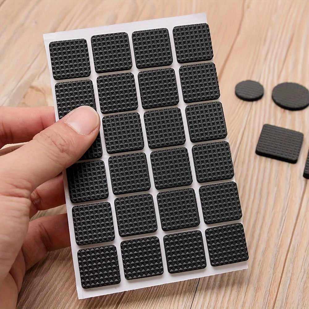30 Pieces Self-Adhesive Furniture Leg Foam Rubber Pads: Non-Slip EVA Pads to Protect Furniture and Keep It Stable - 1" Square Black
