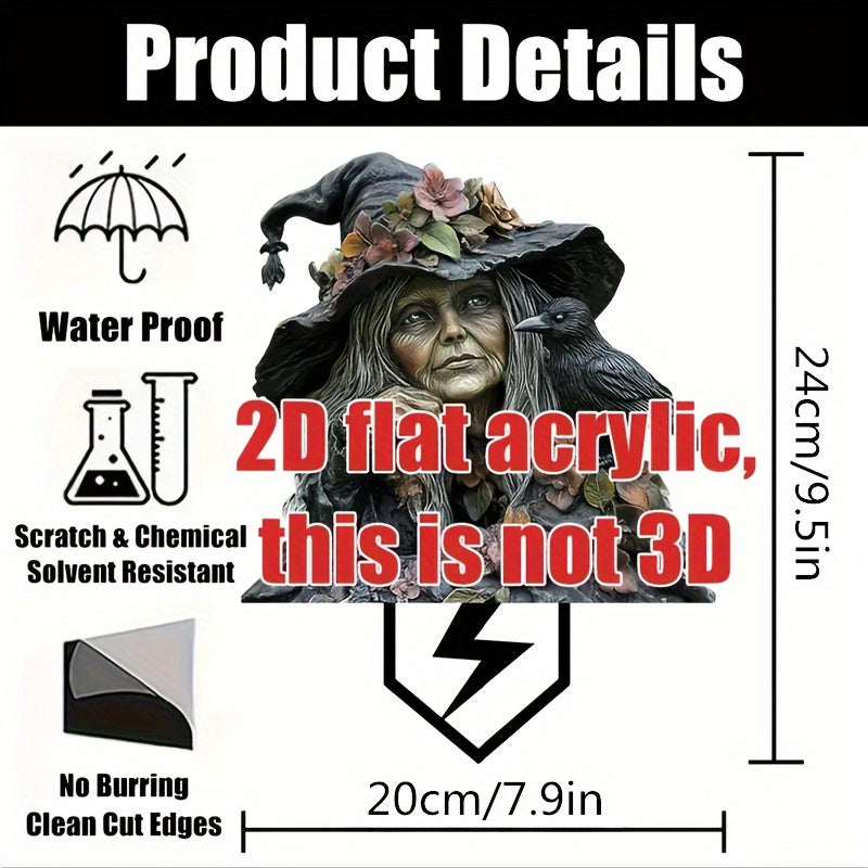 Bohemian Style Acrylic Witch Garden Stake - Weatherproof Outdoor Decor for Planters and Gardens, Unique Yard Art, Bohemian Style,