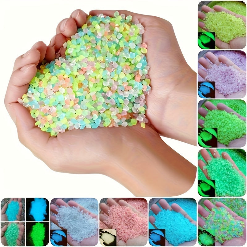 1000pcs 3-5mm luminous sand, gardening aquatic landscape fluorescent stone, mini luminous resin stone for succulent resin luminous stone, garden decoration, micro landscape, bonsai decoration, channel, aquarium
