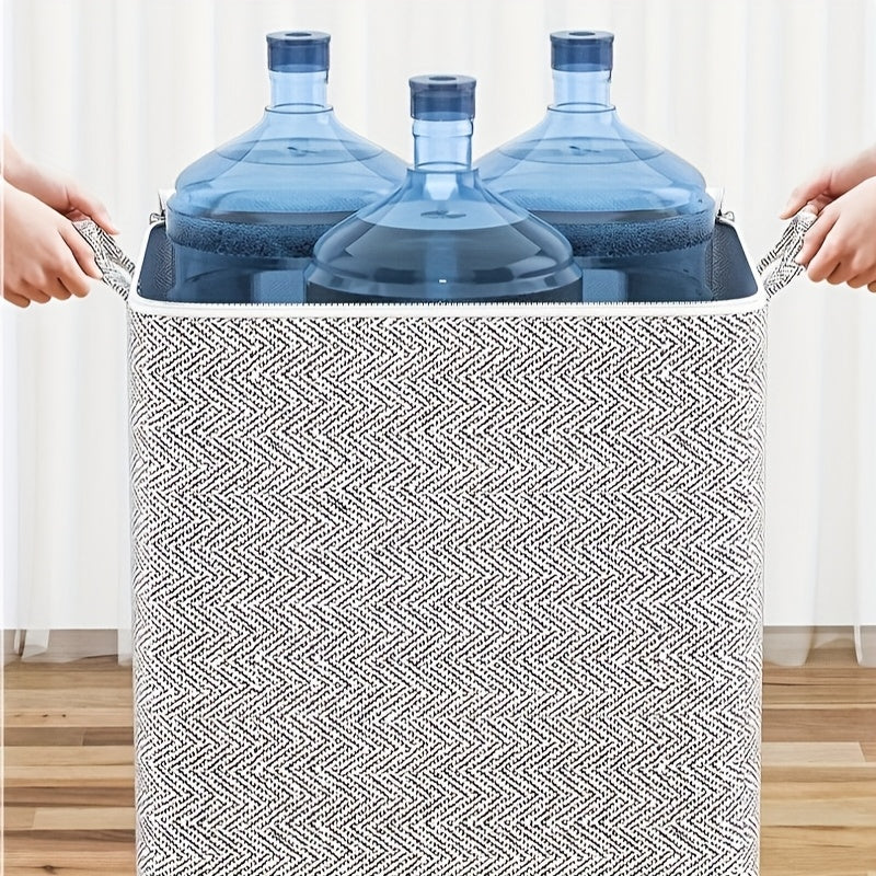 Foldable Gray Clothes and Blanket Storage Bag - with Handles for Home, Bedroom and Car Storage