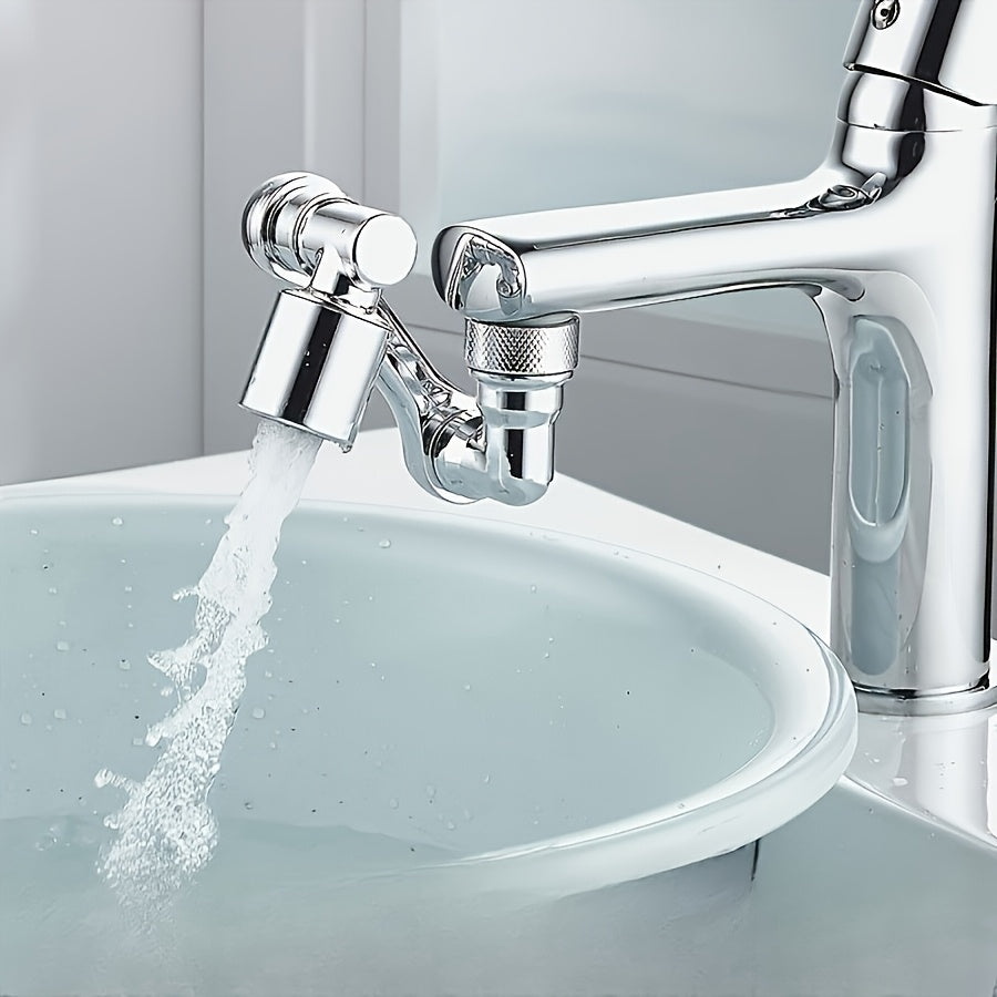 1 Piece Chrome 1080° Foldable and Retractable Kitchen/Bathroom Faucet, Dual Handles, Cold Water Only, Easy Single Hole Installation - Sleek Modern Design, Nickel, Bathroom Faucet