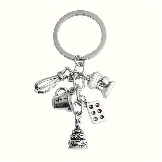 Charming Mini Baking Tools Keychain - Cute Alloy Metal, Great for Purses and Car Decorations, Ideal Birthday Gift for Women