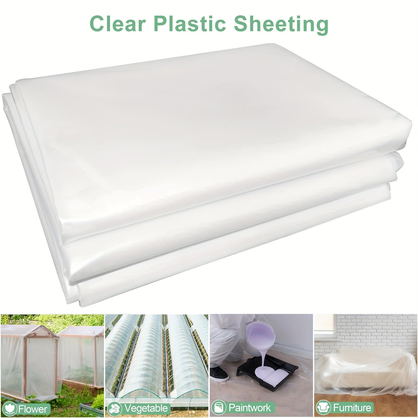 1 Piece Clear Plastic Film, PE Material, Transparent Garden Cover for Plants, Outdoor Vegetable Crops, Furniture and Floor Protection, Garden Film for Greenhouse, Lawn and Gardening Supplies