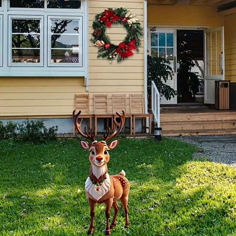 1 Piece Art Deco Style Acrylic Reindeer Garden Stake - Christmas Animal Theme Outdoor Lawn Decoration, No Electricity or Batteries Required, Holiday Yard Decorations