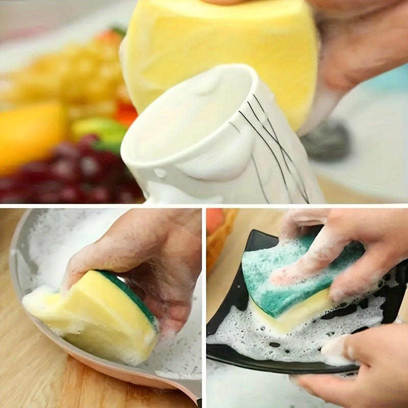 Highly effective kitchen scrub sponge: scratch-free, non-woven, soft, foaming, removes tough stains