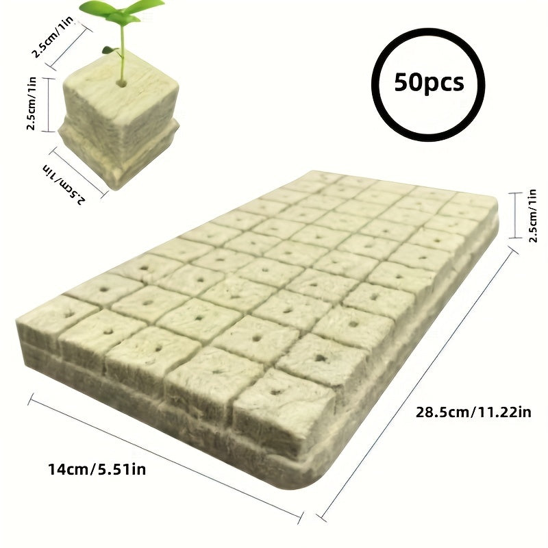 50 pieces of soilless cultivation substrate plant propagation seedling blocks plant rock wool substrate hydroponic seedling blocks, 25*25*25 mm