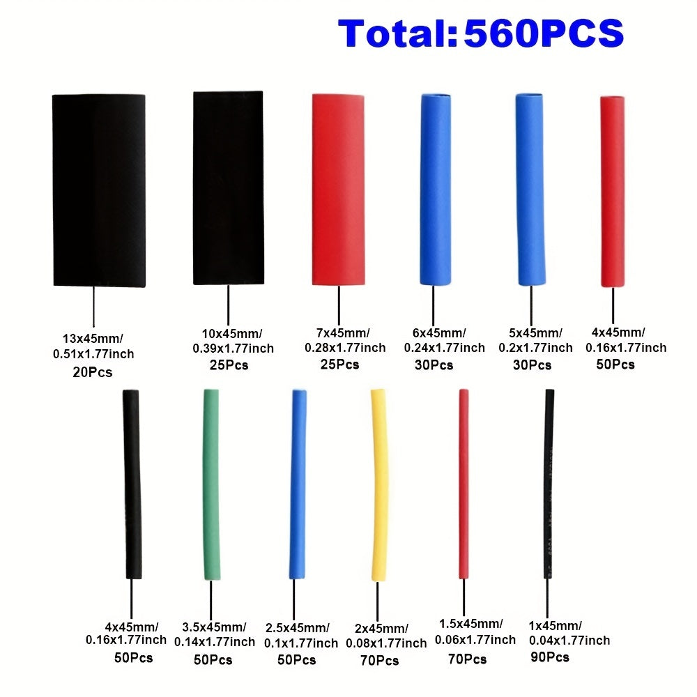 UMLIFE 164pcs Shrink Heat Shrink Tubing 2:1 Polyolefin Tubing Sleeve Wrap Kit Multicolor