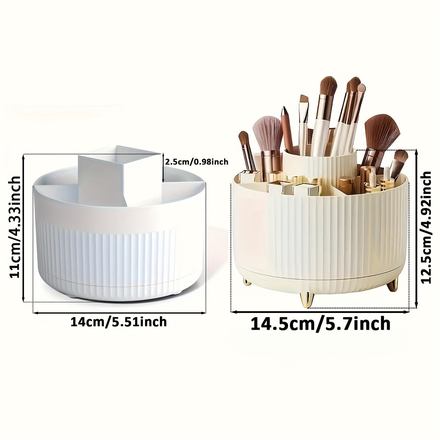 1pc360° Rotating Desktop Organizer - 5 Slot Pen Holder, Polished Surface, Round Shape, for Office, School, Home - Cute Art Supply Storage Cups, Office Supplies and Accessories