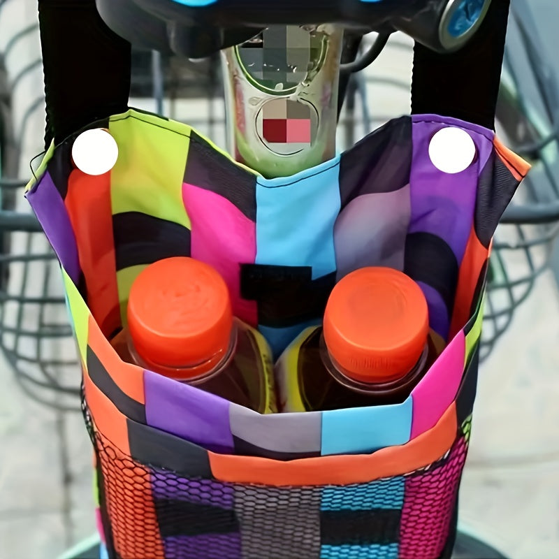 Large Capacity Bike Front Frame Storage Bag - Adjustable Nylon Bag with Phone Holder for Water Bottle, Keys and Wallet