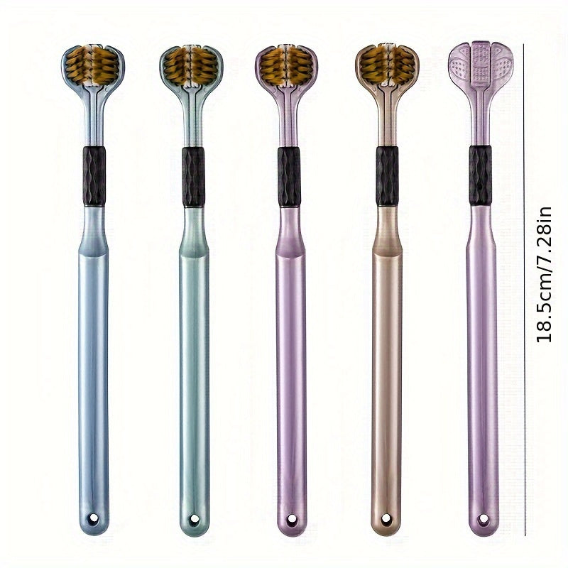 4-Pack XFDXKLY 3D Manual Toothbrush for Adults - Medium Firmness, Microfiber Bristles, Removes Plaque, Includes Tongue Cleaner, Neutral Oral Care, Available in Multiple Colors