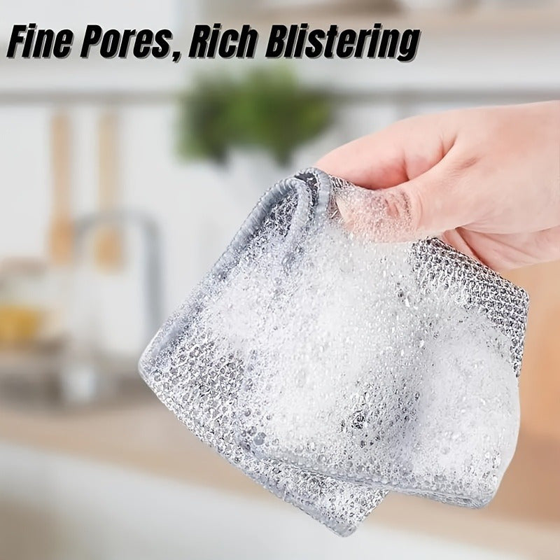 10 Stainless Steel Cleaning Cloths - Non-stick Mesh Dish Towels for Kitchen Maintenance