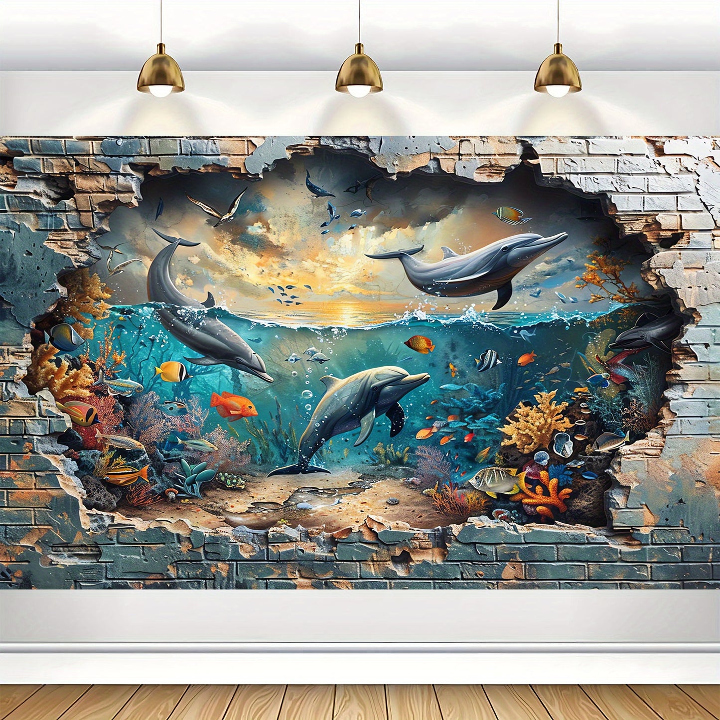 Underwater Shark and Coral Photo Booth Backdrop - Versatile Polyester Wall Mural for Summer Vacations, Birthday Parties and More