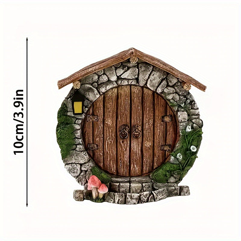 Magic Forest Fairy Gnome Door - 1 Piece Miniature Garden Sculpture, Sturdy Wooden Material, Suitable for Indoor and Various Room Settings, Magical Decoration, No Electricity Required